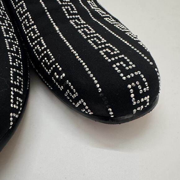 Barabas Men\'s Sz 8 Rhinestone Greek Key Pattern Slip On Loafers Black Silver main image 13